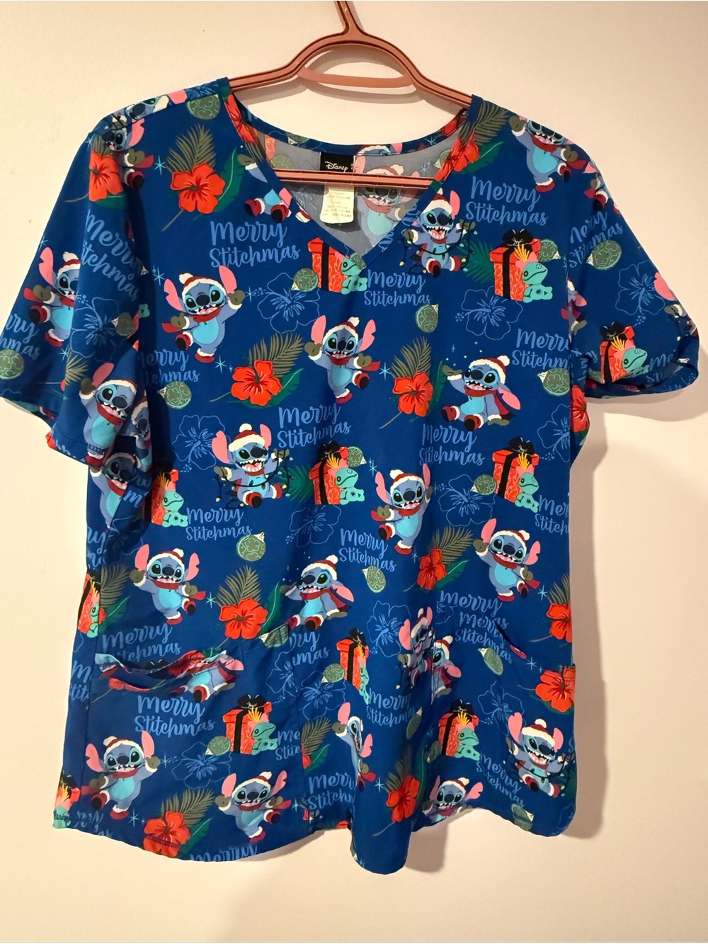Disney Lilo and Stitch Christmas Scrub Top
